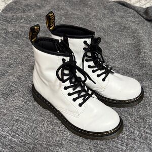 Dr. Martens White Combat Boots with Black Laces